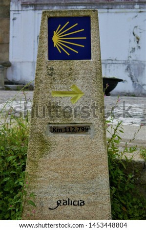 Way of St. James (Camino de Santiago) sign in Galicia, Spain