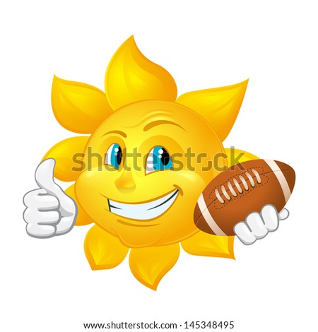 cartoon sun with rugby ball
