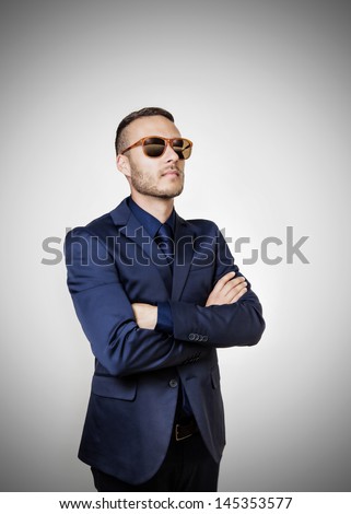 businessman with sun glass on a white background