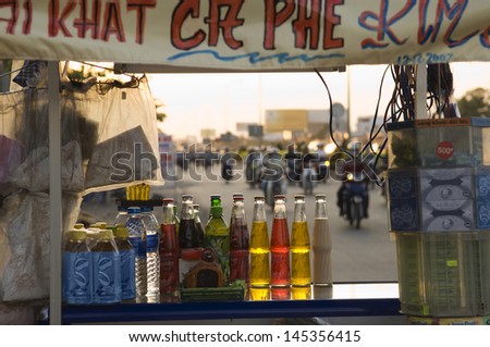 Beverages for Sale at Street Vendor