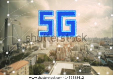 5G icon with network conection 