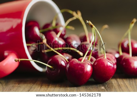 Cherry in closeup Royalty-Free Stock Photo #145362178