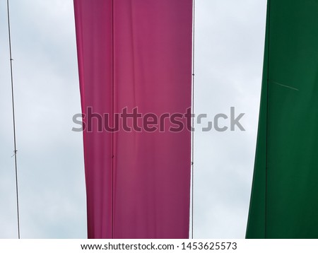 overhead colourful sky and cloth decorate