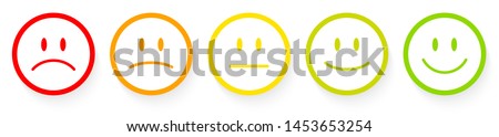 Set Of Five Colorful Faces Outline Frame With Shadow Royalty-Free Stock Photo #1453653254