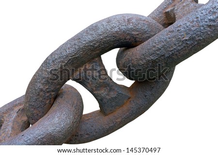Old anchor chain on white background