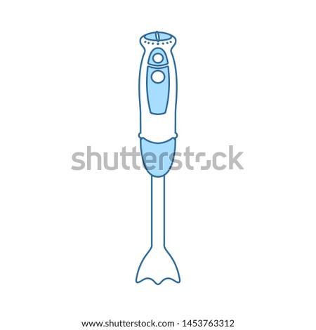 Hand Blender Icon. Thin Line With Blue Fill Design. Vector Illustration.