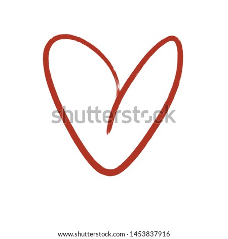 Cute isolated heart illustration. Textured hand-drawn wallpaper.  Flat hand made template on white background.