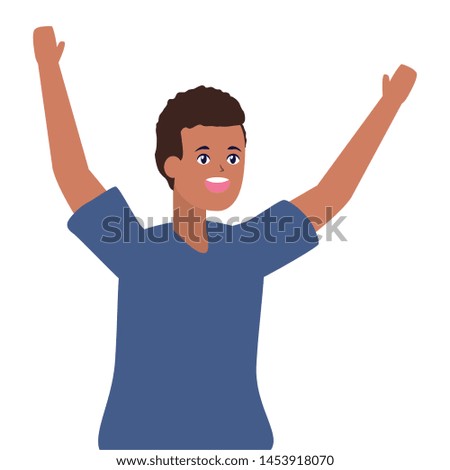 happy man celebrating arms up vector illustration