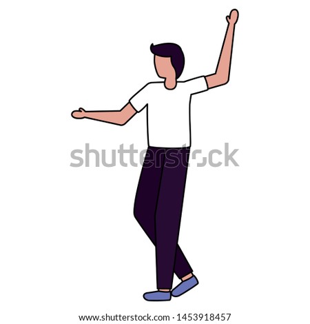 man dancing celebrating on white background vector illustration