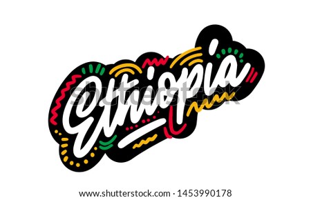 Text word art lettering design vector of country name for Ethiopia