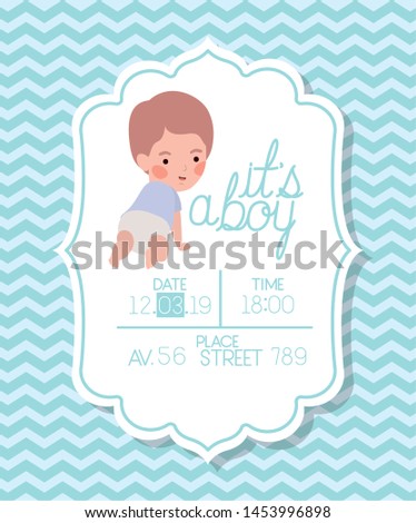 its a boy baby shower card with little kid