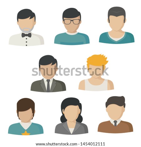 Characters avatars in cartoon flat style. People avatars collection - stock vector