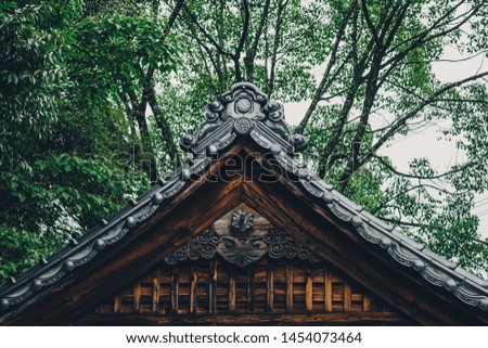 Roof and woods of a powerful Japanese house

