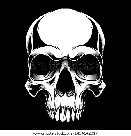 skull,.vector hand drawing,Shirt designs, biker, disk jockey, gentleman, barber and many others.isolated and easy to edit. Vector Illustration - Vector