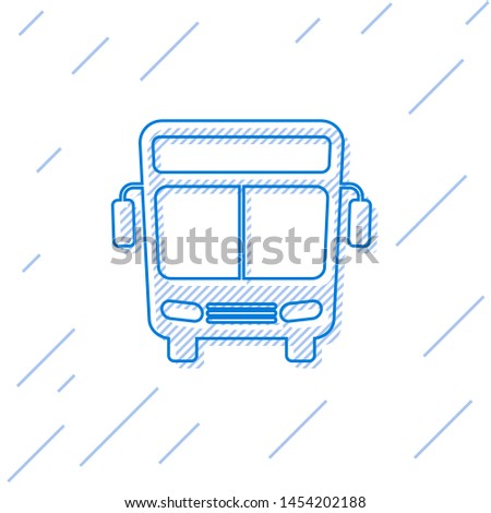Blue line Bus icon isolated on white background. Transportation concept. Bus tour transport sign. Tourism or public vehicle symbol.  Vector Illustration