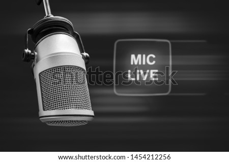 Professional microphone on air background