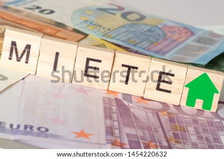 Euro money and German translation for rent