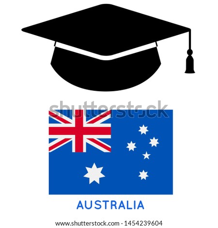 Study in Australia - Illustration, Icon, Logo, Clip Art or Image for Cultural, Educational or State Events. Celebrating Scholarship Award on Summer. High Quality Education country