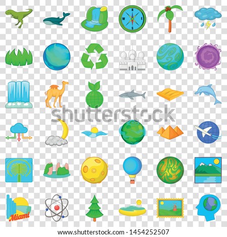 Island icons set. Cartoon style of 36 island vector icons for web for any design