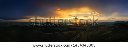 beautiful landscape at sunset/sunrise in Dobrogea, Romania
