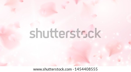Petals of pink rose spa background. Realistic flying sakura cherry flower petals elements for romantic banner design.
 Royalty-Free Stock Photo #1454408555