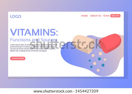 Vitamins web page concepts. Web page design template of open capsule. Modern vector illustration designs for website development.