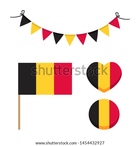 Set, collection of vector icons, design elements with Belgium Flag.
