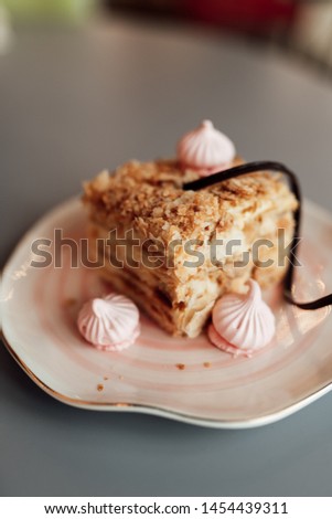 Dessert on the plate with decoration 