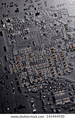 semiconductor components on a black background