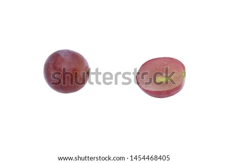 Red grapes cut in half With a white background 