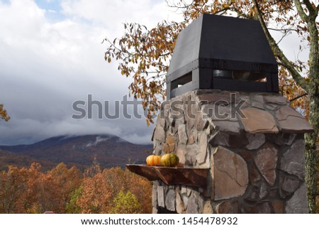 Outdoor patio chimney in the mountains