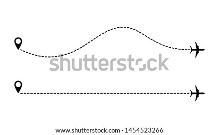 Aircraft route dotted lines. Tourism and travel. Tourist route by plane. Tracks traveler dotted lines. Royalty-Free Stock Photo #1454523266