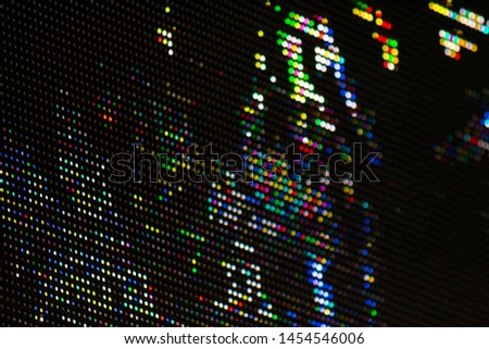 Glitch Matrix Effect RGB LED Pixel Pitch - Color Mixing LEDS. Perspective view SMD Technology Screen Display