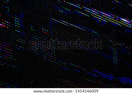 Glitch Matrix Effect RGB LED Pixel Pitch - Color Mixing LEDS. Perspective view SMD Technology Screen Display