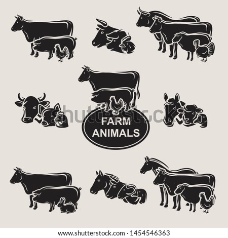 Farm animals set. Collection icon farm animals. Vector