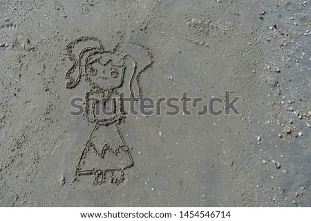 girl cartoon draw on the beach