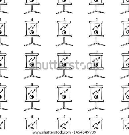 Seamless pattern Hand Drawn board with a schedule doodle. Sketch style icon. Decoration element. Isolated on white background. Flat design. Vector illustration.