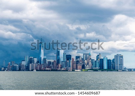 View of the skyline of modern skyscrapers of Manhattan in New York City, USA
