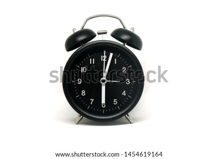 Object - Black Table Clock Vintage patterns isolated white background - 6 O'clock 
