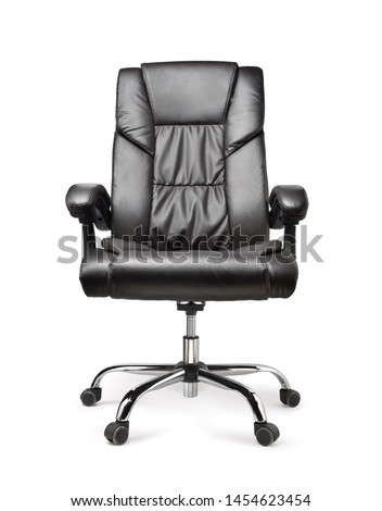 Front view of Genuine Leather office chair for Executive Officer, isolated on white background with clipping path. Royalty-Free Stock Photo #1454623454