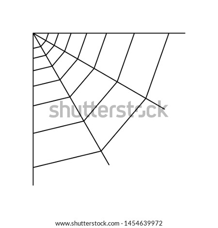 Quarter spider web isolated on white background. Halloween spiderweb element. Cobweb line style. Vector illustration for any design.