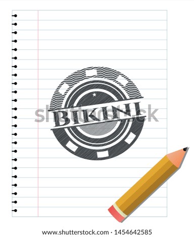 Bikini pencil strokes emblem. Vector Illustration. Detailed.