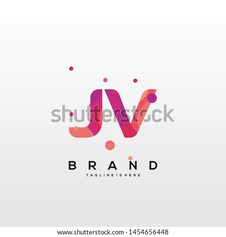 Initial letter JV logo with colorful background, letter combination logo design for creative industry, web, business and company. - Vector