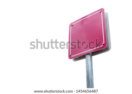 Blank sign pink isolated on white background.