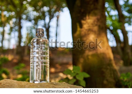 Plastic bottles placed in nature.