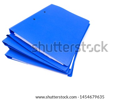 blue files folder retention of contracts isolated on white background, concept Office supplies copy space