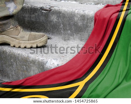 Military concept on the background of the flag of Vanuatu