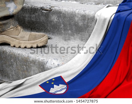Military concept on the background of the flag of Slovenia