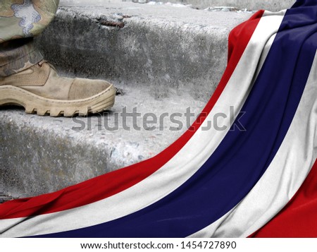 Military concept on the background of the flag of Thailand