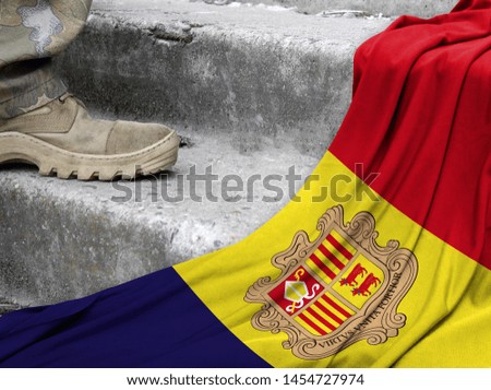 Military concept on the background of the flag of Andorra